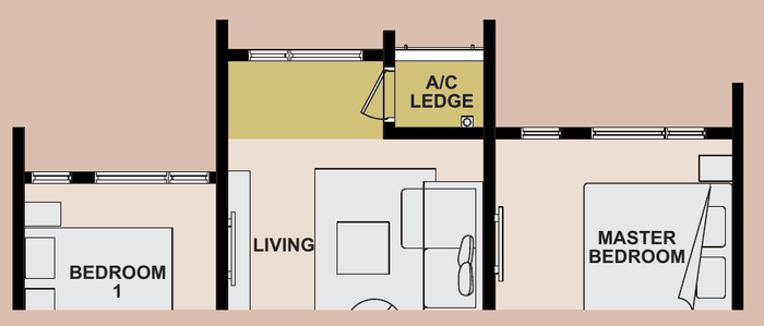 Queenswoodz Bukit Jalil Type A2 floor plan, 807 sq ft, 2+1 bedrooms, 2 bathrooms